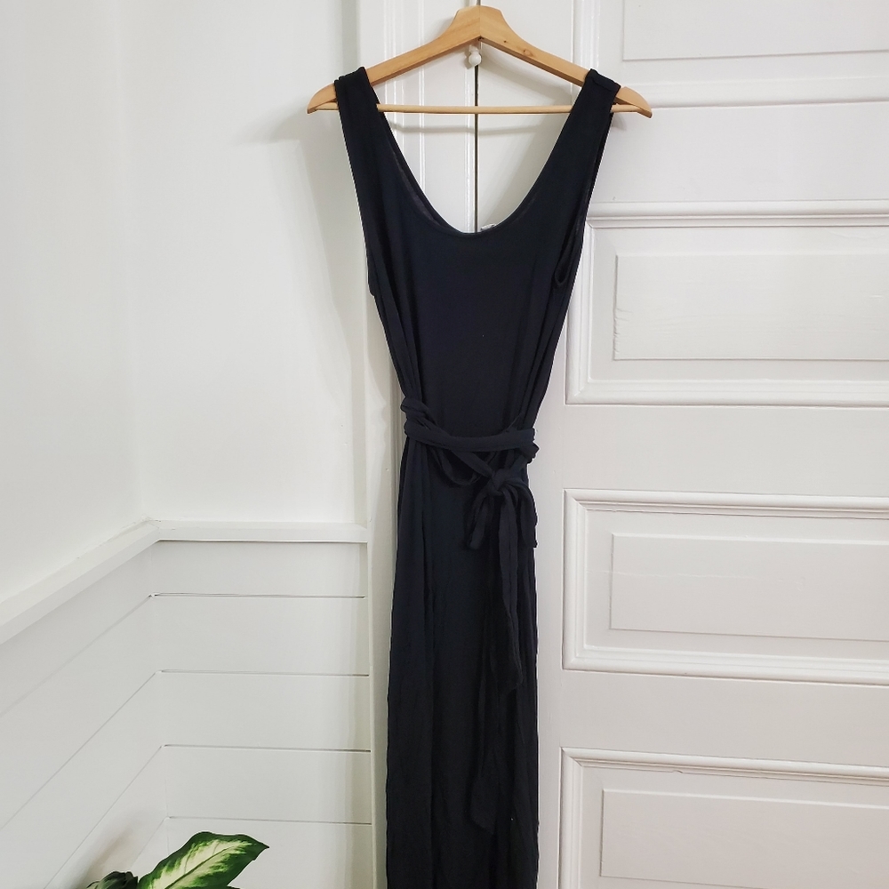 C&C California black knit belted dress midi m